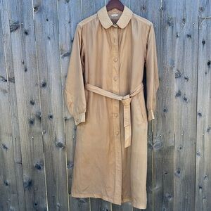 Vintage Tan Trench Coat 100% Silk